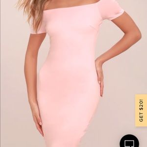 Me Oh My Blush Pink OffTheShoulder Bodycon Dress
